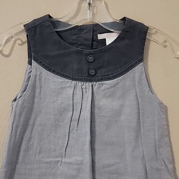 JANIE AND JACK SLEEVELESS TWO-TONED GRAY DRESS WITH PINK RIBBON TRIM, SIZE 3 - Picture 2 of 9